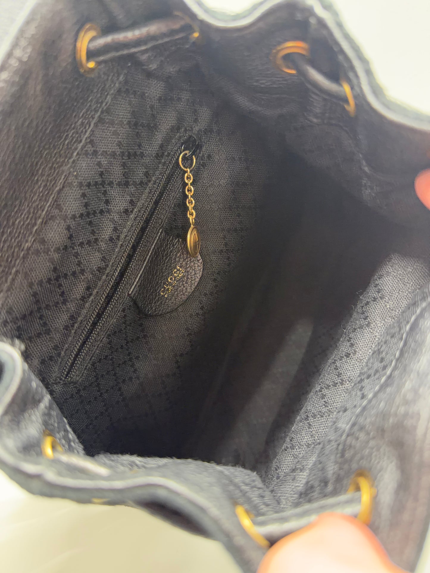 Gucci suede bamboo backpack