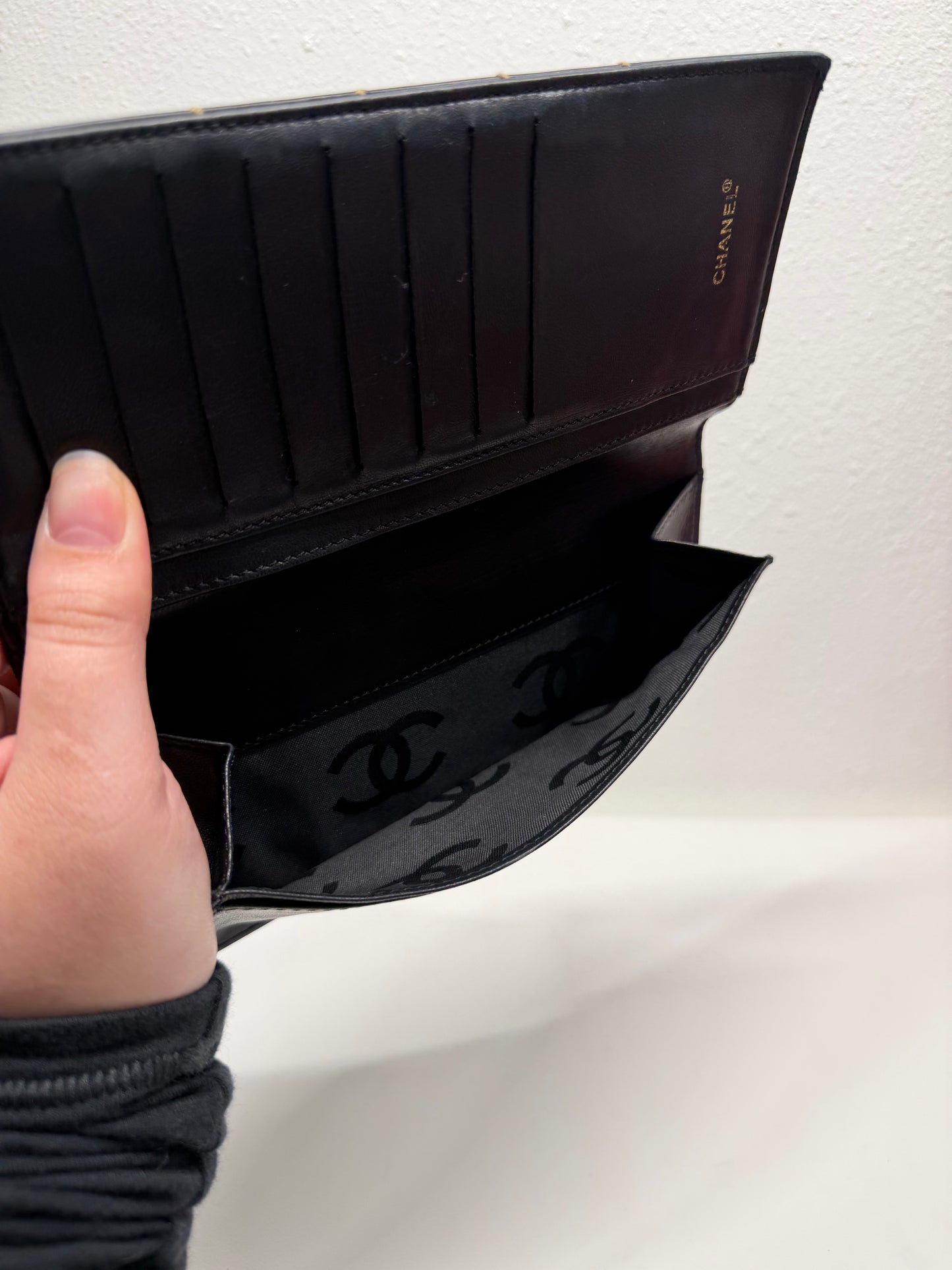 Chanel surpique chocolate bar wallet
