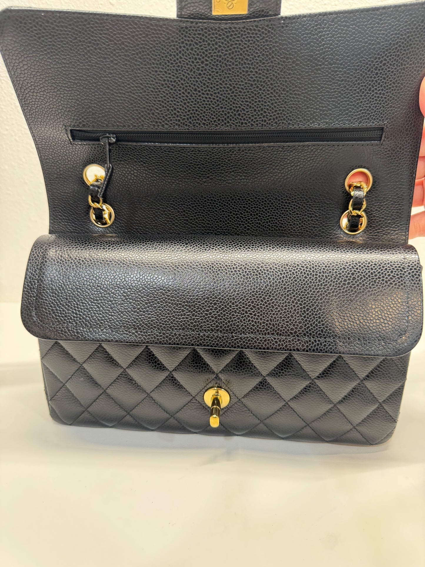 Chanel medium caviar double flap