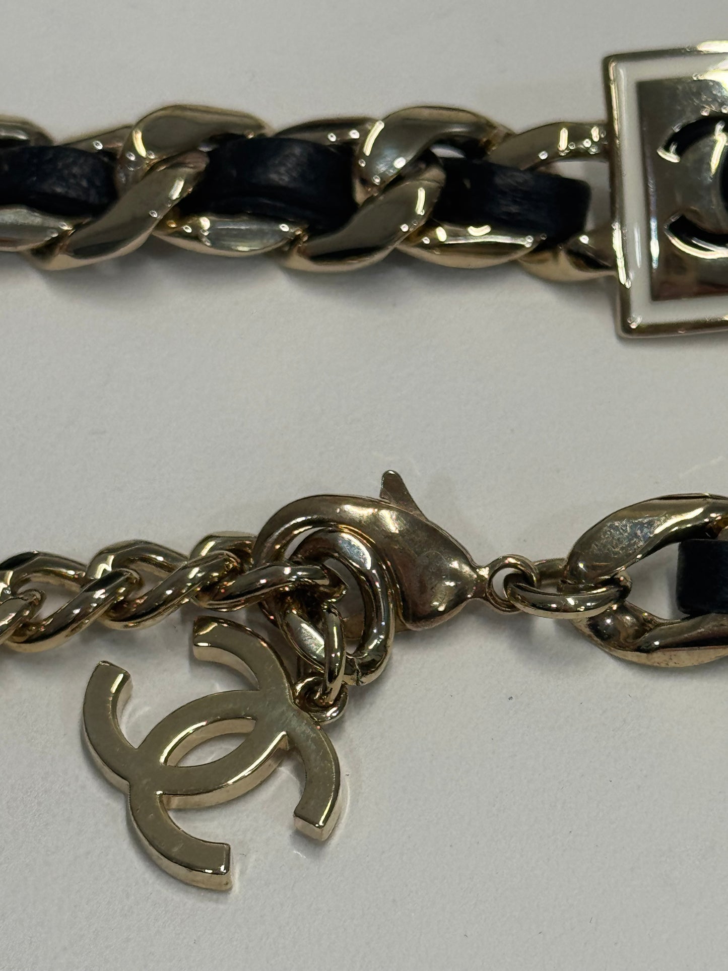 Chanel leather chain choker