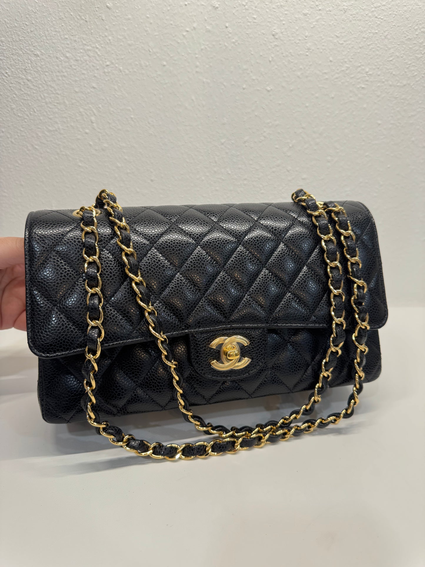 Chanel medium caviar double flap