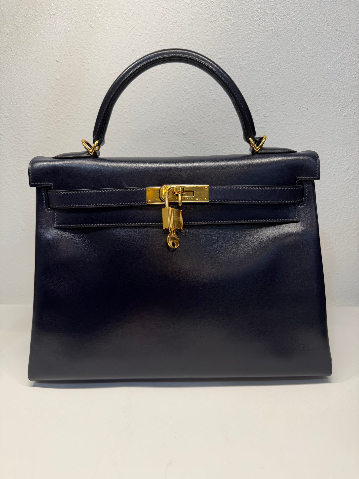 Hermes dark navy kelly 32