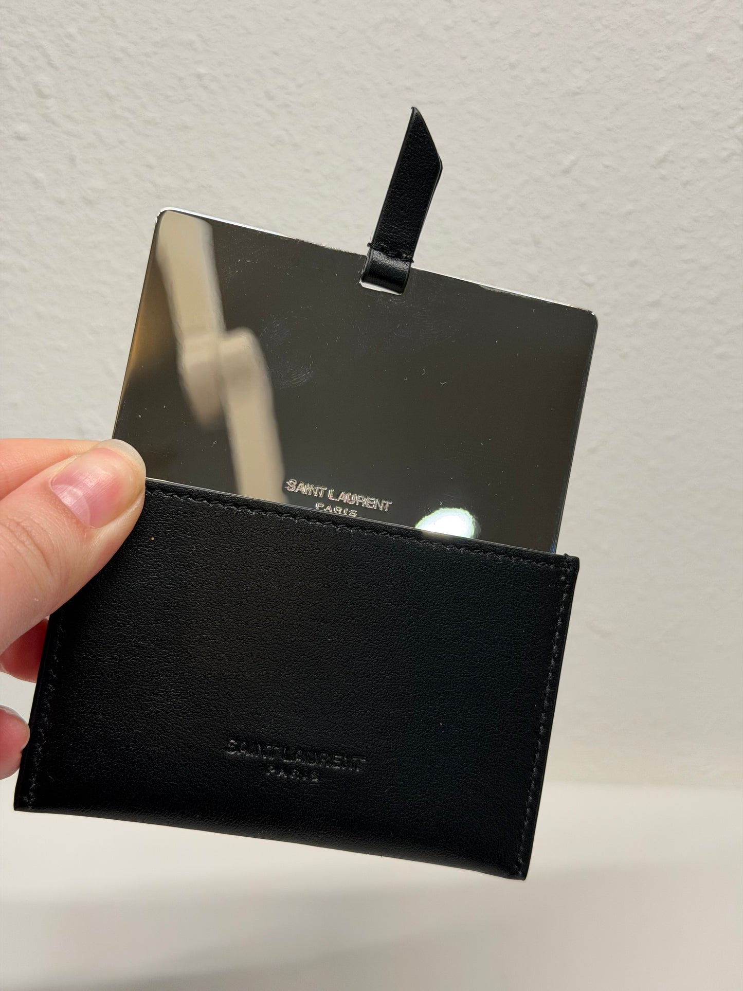 Saint Laurent card holder with integrated mirror