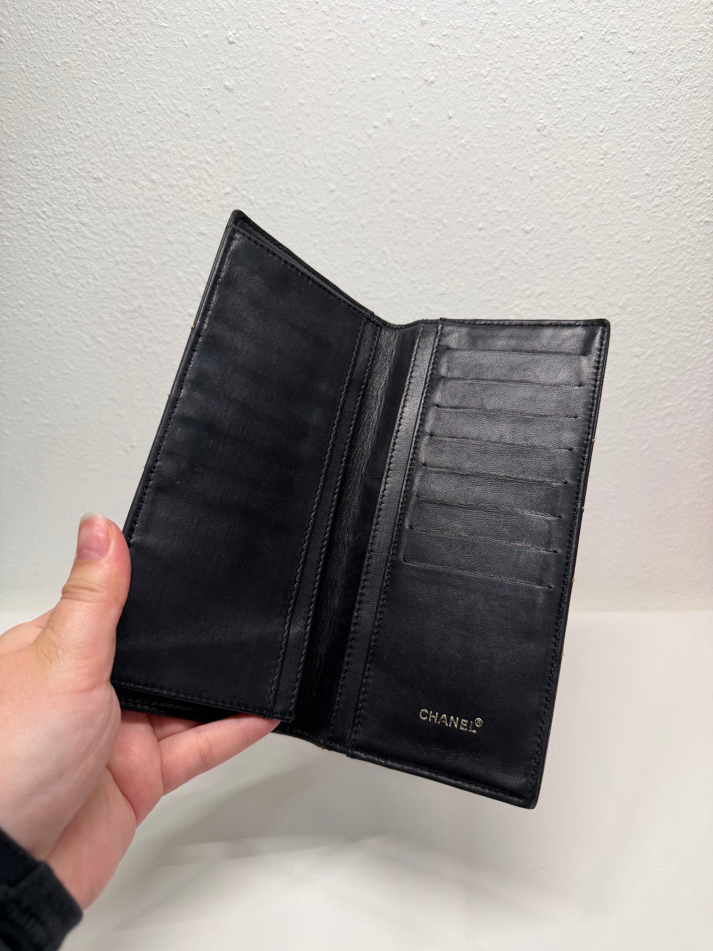 Chanel surpique chocolate bar wallet