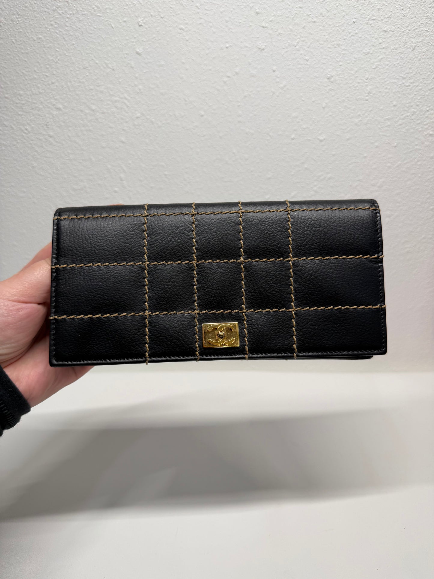 Chanel surpique chocolate bar wallet