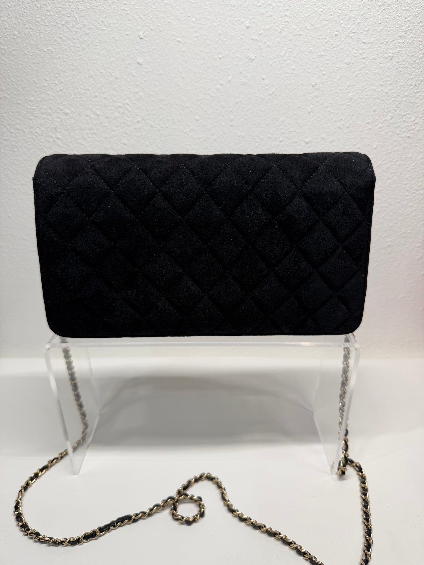 Chanel suede crystal pearl cc flap