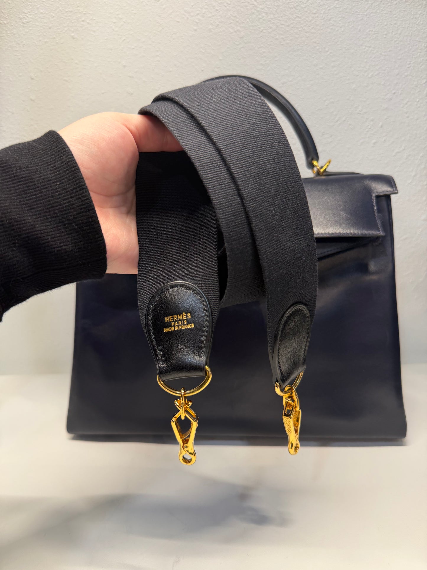 Hermes dark navy kelly 32