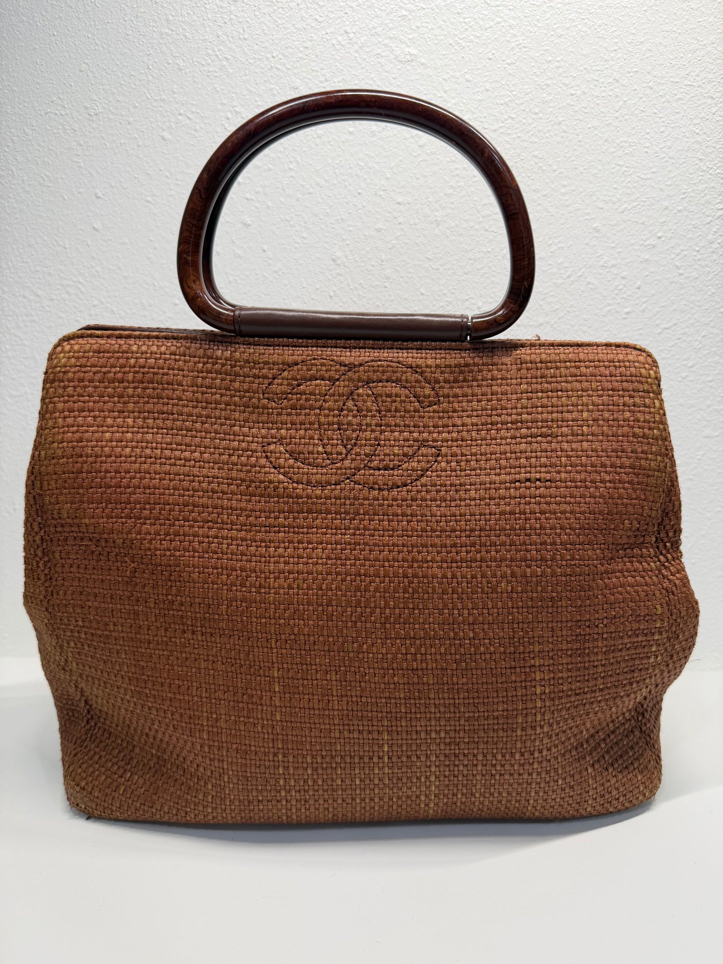 Chanel woven raffia tote
