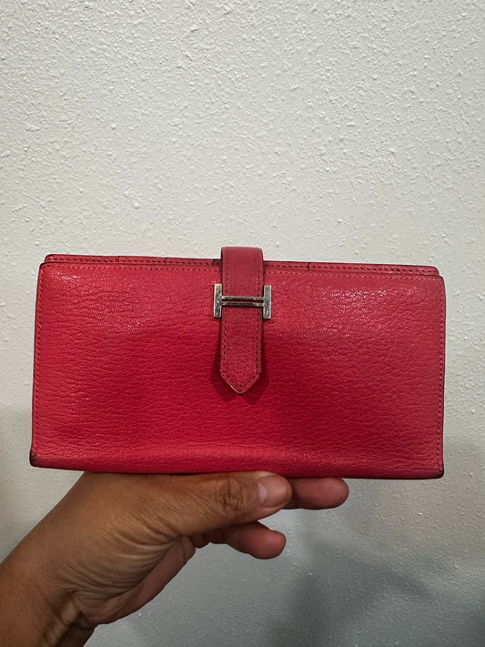 Hermes pink long Wallet